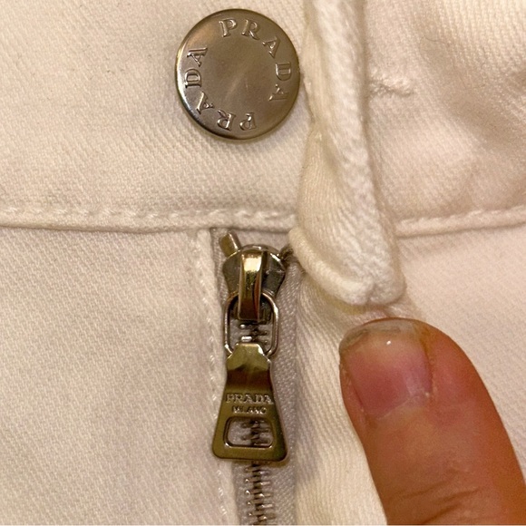 PRADA Y2k Five Pocket Slight flare low rise Regular fit White Jeans SZ: 30 (10) - Picture 5 of 14